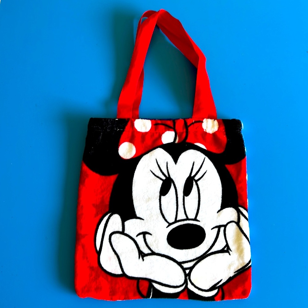 Disney White Minnie Mouse Terrycloth Bag Stars Dots Patriotic red white blue